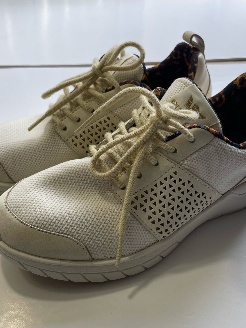 Supra Women's White Mesh & Leather Low Top Sneakers Cheetah Leopard Lining Sz 8